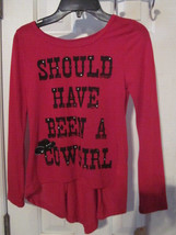 NWT - RED CAMEL &quot;SHOULD HAVE BEEN A COWGIRL&quot; Girl&#39;s Size M Long Sleeve Top - £13.36 GBP