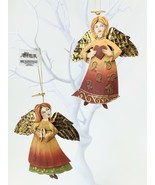 Kurt Adler 6.5-6.25&quot; Tin Folk Art Angel Christmas Ornaments~Set of 2 - $253.94 MXN