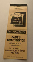 Vintage Matchbook Cover Matchcover Paul’s  Gulf Service Center Gas NY - £2.61 GBP