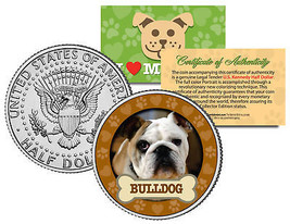 Bulldog Dog Jfk Kennedy Half Dollar Us Colorized Coin - £6.84 GBP