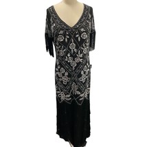 BABEYOND Flapper Dress 1920s V-Neck Evening Gown Sequin Beaded Maxi Dres... - $58.04