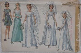 Simplicity Pattern 8737 Misses&#39; Wedding Dress with Detachable Train Size 12 Vtg - £9.35 GBP