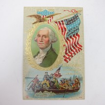 Postcard George Washington Crossing the Delaware Patriotic Embossed Antique - £7.96 GBP