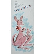 Mom &amp; Baby Kangaroo Birth Congratulations Art Vintage Mid Century Greeti... - $17.53 CAD