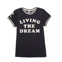 Junk Food Disney Black White Mickey Living The Dream Ringer Tee Small NWT - £22.56 GBP
