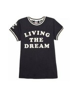 Junk Food Disney Black White Mickey Living The Dream Ringer Tee Small NWT - $41.62 CAD