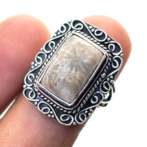 Fossil Coral Vintage Style Gemstone Handmade Wedding Ring Jewelry 7" SA 1785 - $6.49