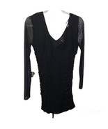 Forever 21 Black rouched dress size Large sheer sleeves - $7.84