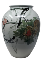 Exquisite Asian-Inspired Hand Painted Floral Vase - 11.5x13.5 Inches - £63.29 GBP