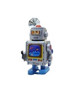 MARCHING SPACEMAN ROBOT 4&quot; Gray Blue Wind Up Tin Toy Collectible Retro M... - €19,93 EUR