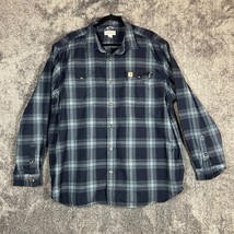 Carhartt Flannel Shirt Mens 2XL Original Fit Blue Plaid 104451 126 Heavy... - $25.45