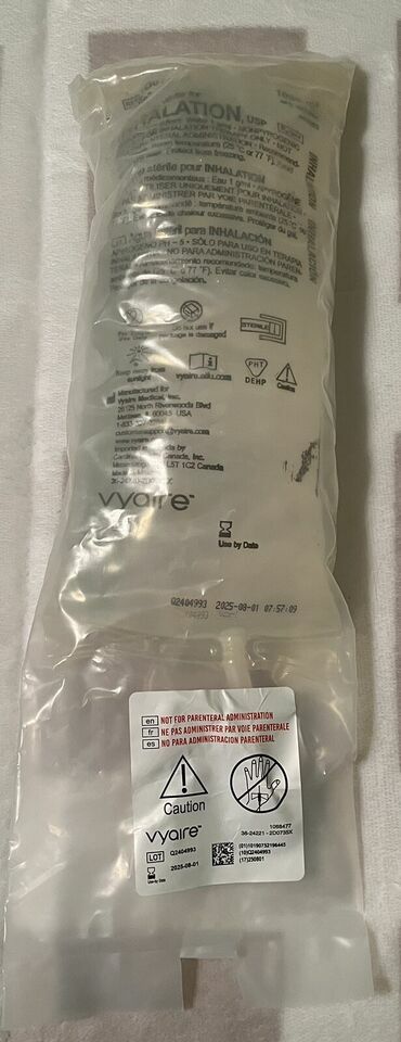 Vyaire Sterile Water Bag 1000ml Ex 8/1/25 Inhalation - $7.50
