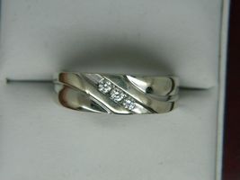 Mens 14K White Gold FN Round Diamond 0.40Ct Engagement Wedding Pink Wedding Band - £73.73 GBP