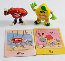 Vintage 90&#39;s Real Lemon Figure Mascot &amp; Tang Lips Advertising Toy Lot w/ 2 Cards - £11.60 GBP