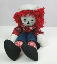 Vintage 1980&#39;s Raggedy Andy 19&quot; Plush In Red Bandana Shirt Blue Pants Hat - £11.38 GBP