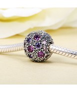 925 Sterling Silver Purple Cosmic Stars Clip Stopper Bead Charm - $335.14 MXN