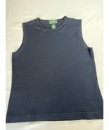 Lauren Ralph Lauren Knit Sleeveless Top Navy Size Large Silk Nylon - $24.19