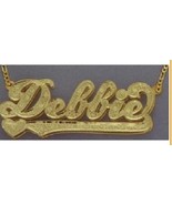 Personalized Gold Overlay Double 3d Name Plate Necklace Free Chain /b6 - £39.27 GBP