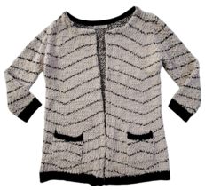 Solitaire by Ravi Khosla Women&#39;s Tunic Open Cardigan Sweater Ivory Black Large - £3.23 GBP