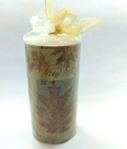 Vintage  Autumn Leaves Sugar Frosted Pillar Candle  3x6&quot; NEW - £15.97 GBP