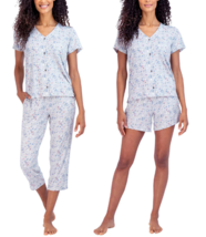 Lucky Brand Women&#39;s Plus Size 3X Gray 3 Piece Capri Top Shorts Pajama Se... - £17.91 GBP