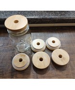 Mason jar Lids Bamboo Lids Caps Covers w Straw Hole for Glass Drinking J... - $13.01 CAD
