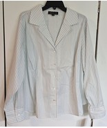 NWT Womens Plus 18W Jones NY White Multicolor Stripes Button Up Shirt To... - $25.95 CAD