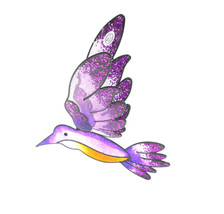 Purple Stained Glass and Metal Hummingbird Ornament Outdoors or indoors Gift - $13.57