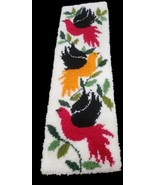 Vintage Latch Hook Rug Wall Hanging  Tree Love Birds Branches - £40.70 GBP