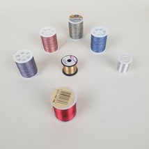 Lot of 7 Vintage METALLIC Spools of Thread Assorted Colors. Ditz, Coats ... - $14.84