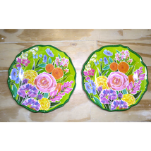 Set of (2) Melamine Ware Floral Pattern/Scalloped Edge Plates 8 1/2&quot; VIN... - $12.16 CAD