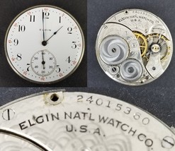 Elgin Natl Watch Co. pocket movement face 7j 12s 1921 USA - $45.26 CAD