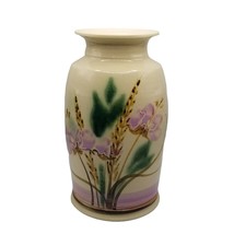 Floral Decorative Pottery Vase The Clay Works Heavy Duty Purple Flowers ... - £32.80 GBP