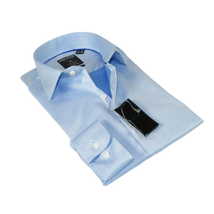 Men's Shirt Christopher Lena PROPER 100% Cotton Wrinkle Free p720ttsr Blue Slim image 6