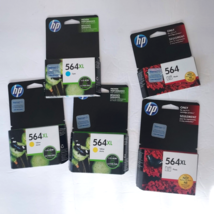 Lot of 5 New HP 564 XL Ink Cartridges Yellow Cyan Photo OEM Genuine 2017-19 Date - $29.98