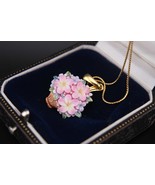 Vintage Toshikane Japan  Arita Porcelain Floral Basket Pendant Necklace - $80.00