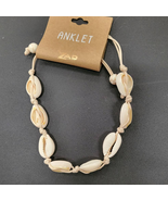 Boho Beach Tan Cord with Cowry Shell Anklet or Bracelet - $13.86