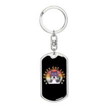 Crazy Cat Lady Stainless Steel or 18k Gold Premium Swivel Dog Tag Keychain - £29.84 GBP+