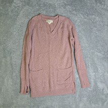 Dakini Womens V-Neck Long Sleeve Sweater Top Pockets Dusty Pink Medium C... - £14.94 GBP