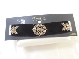 Thalia Sodi Grey Tone Amber Stone Black Velvet Choker Necklace W102 $29 - £11.31 GBP