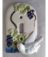 Vintage TAKAKASHI Bird and Grapes Domed Ceramic Single Light Switch Plat... - $365.22 MXN
