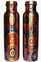 Royal Print Copper Bottle Set of 2 Office Use Traveling Use Leak Proof 1 L - £33.71 GBP
