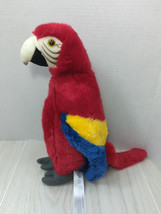 FAO Schwarz 13&quot; scarlet macaw plush stuffed animal standing parrot bird colorful - $9.89