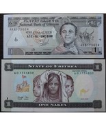 2 Bank Notes from Bank of Ethiopia &amp; Eritrea, Uncirculated - £1.55 GBP