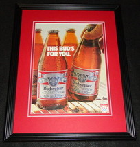 1983 Budweiser Beer This Bud&#39;s For You Framed 11x14 ORIGINAL Advertisement - £27.39 GBP