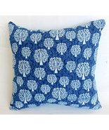 Traditional Jaipur Indigo Cushion Cover 16x16, Block Print Fabric Indian... - £7.98 GBP