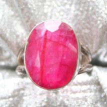 Fabulous Large Ruby Sterling Silver Ring 1990s vintage - $49.95
