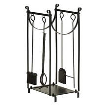 Black 2-Tier Firewood Rack w/ Fireplace Tools | Indoor Outdoor Storage - $1,801.82 MXN
