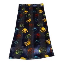 Black Colorful Hand Print Women’s Silky Feel Polyester Scarf 13x58 Shawl Wrap - £17.28 GBP