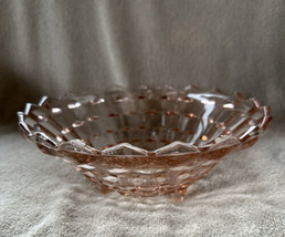 Vintage Indiana Glass American Whitehall 3-Toed Pink Glass Serving Bowl Mint 10” - £23.17 GBP